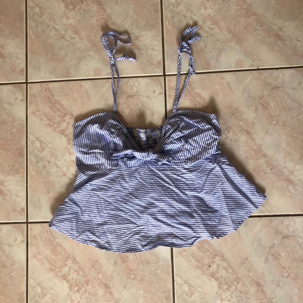 Maeve blue and white crop top beach